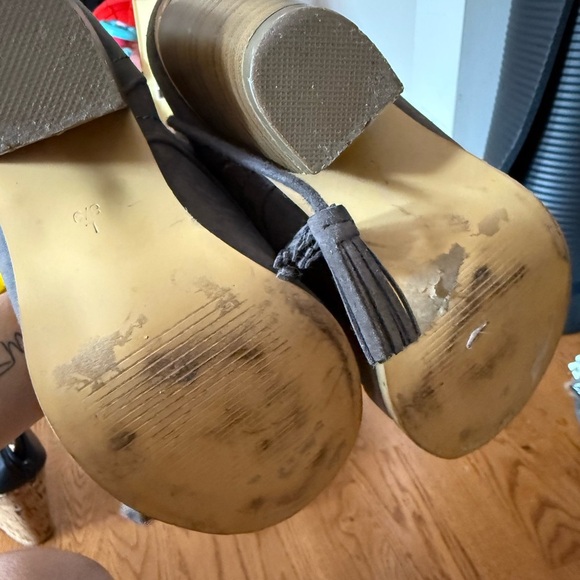 Gray Lace Up Boots with Chunky Heel - Picture 7 of 7